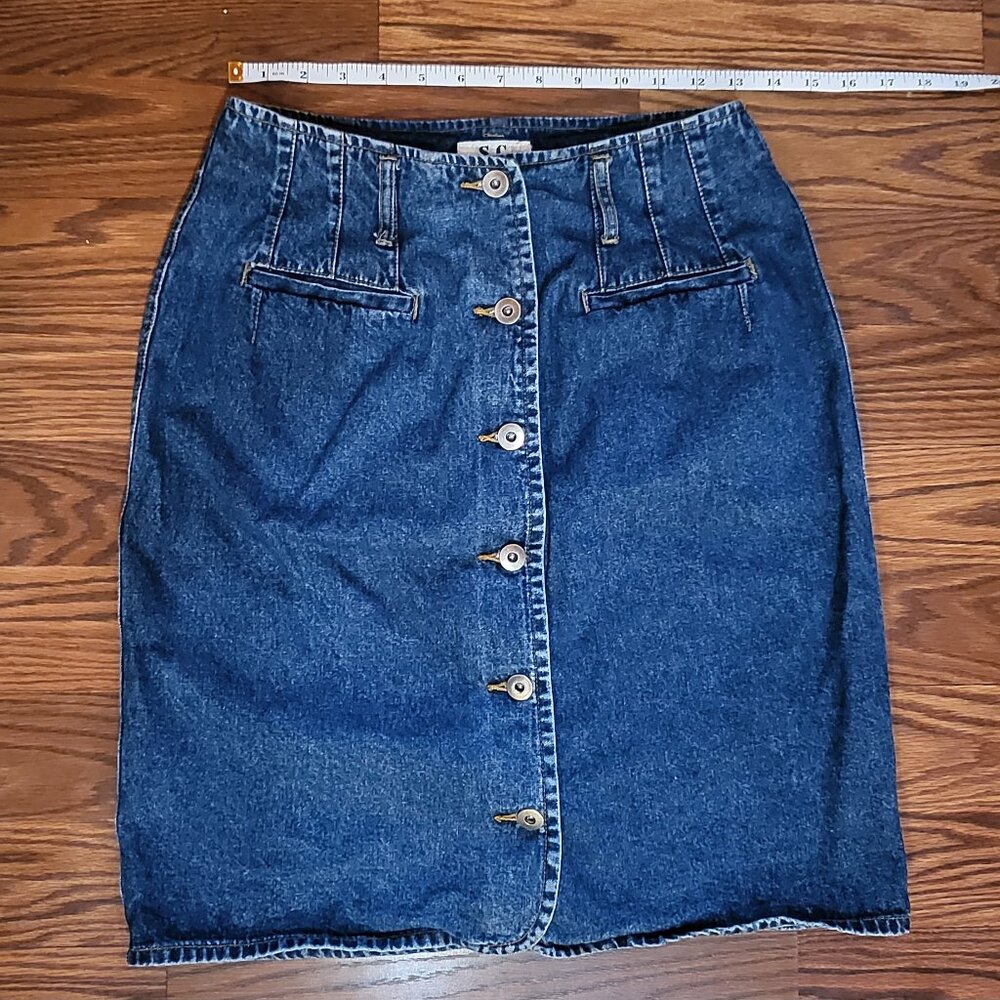Denim Above Knee Pencil Skirt